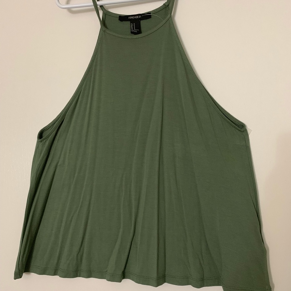 Forever 21 High Neck Cargo Green Tank Top